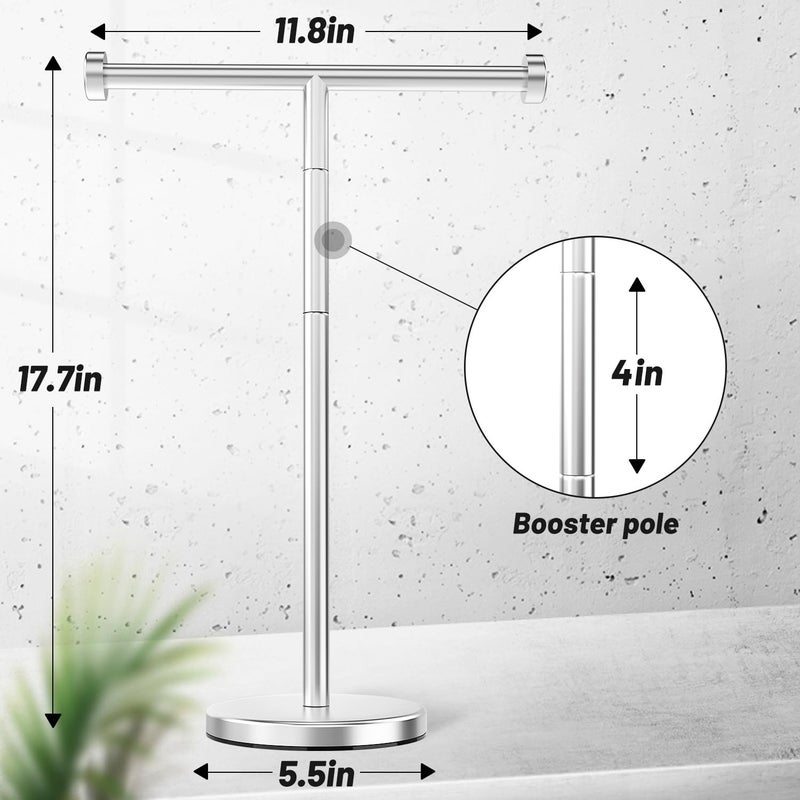 VEHHE T-Shape Hand Towel Holder for Bathroom  Height Adjustable Hand Towel Stand  SUS304 Stainless Steel Towel Holder Stand Non-Slip for Adults  Children(Silver) - Image 5